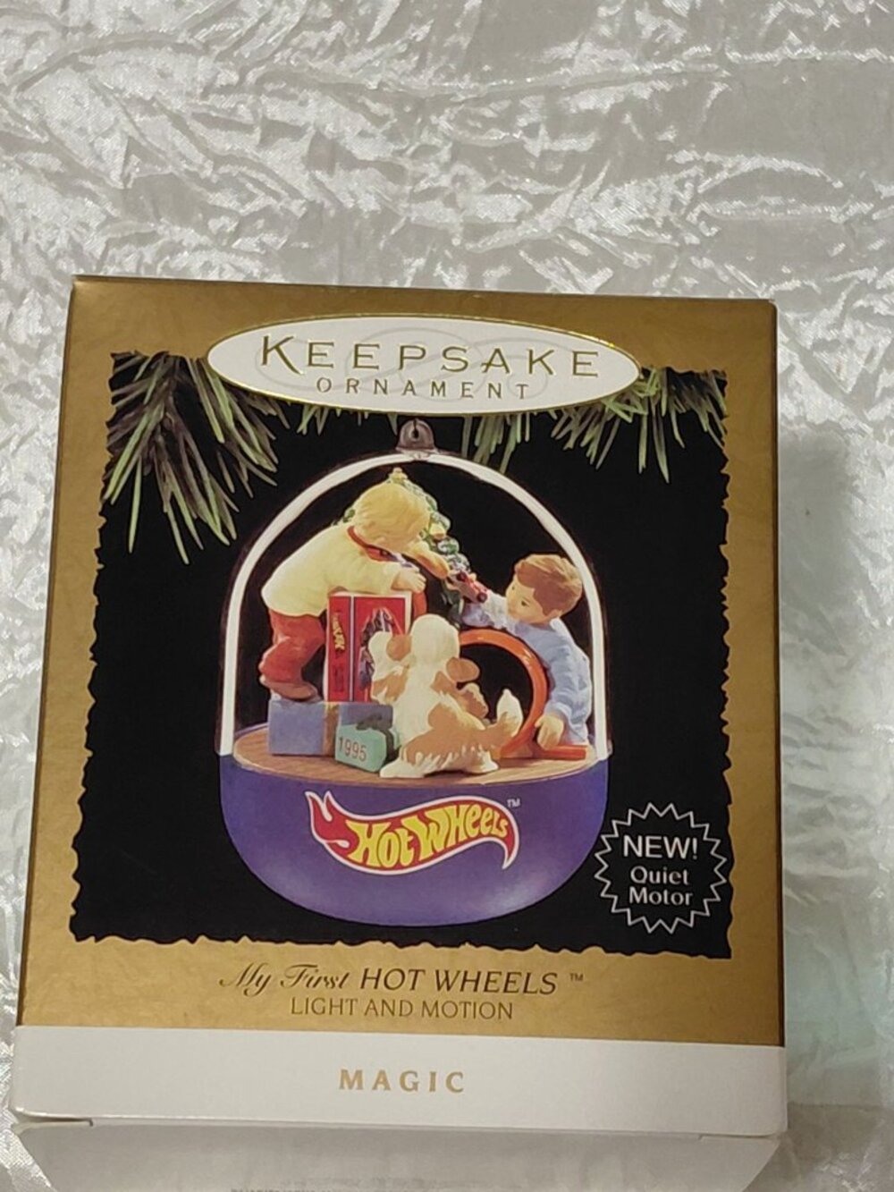 NIB My First Hot Wheels 1995 Hallmark Keepsake Ornament With Light & Motion